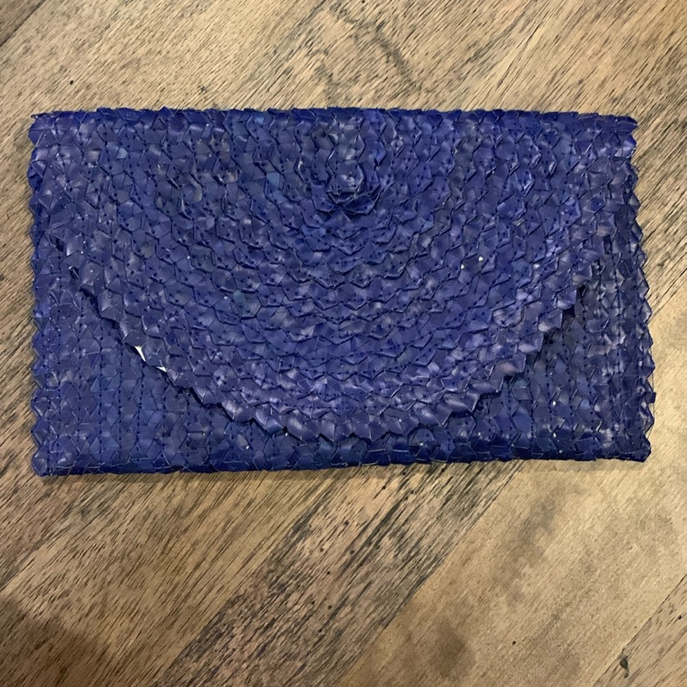 NWT blue woven clutch